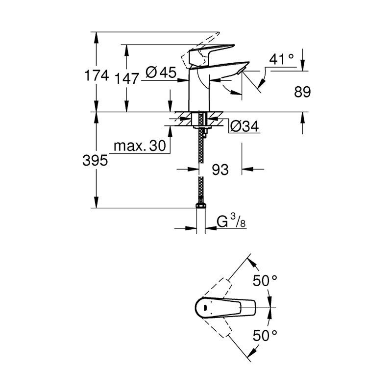 Monomando Lavabo Bauedge 2